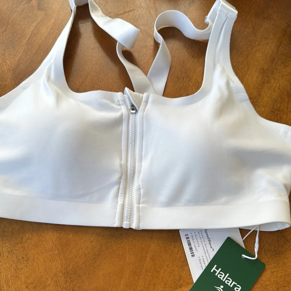 Halara Speed Wave White Zip-Front Sports Bra - Picture 3 of 6
